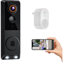 1080p bezdrátová Wi-Fi videozvonková kamera s přijímačem, napájení z baterie, detekce osob s umělou inteligencí, barevné noční vidění,