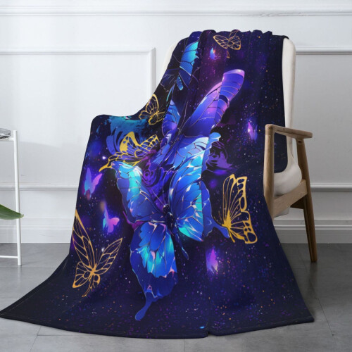 Schmetterlings-Fleecedecke Blau 50" x 40"