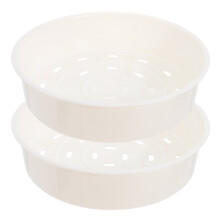 2Pcs Steamer Inserts Steam Basket for Rice Cooker 16.9X16.9X4.5CM Plastic Round White Design