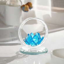 Crystal Lotus Christmas Ornament, Sky Blue, 1 pc