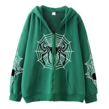 Kapuzenpullover mit Spinnenmuster, Reißverschluss, Unisex, Langarm, Taschen, XXL