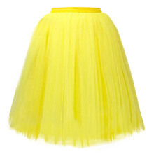 Jupe plissée mi-longue YOUSNH pour femme, style tutu, jaune, taille unique.
