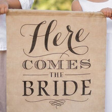 Burlap Wedding Direction Sign 'Here Comes' Banner 50 cm
