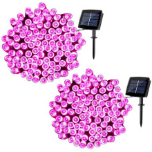 Paquete de 2 luces solares rosas de Halloween con 200 LED, 23 metros, resistentes al agua, 8 modos, para patio/árbol – Decoración de Navidad y