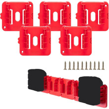 Battery Holder Compatible for Milwaukee M18 18V Battery, Wall Mount Batteries Storage for Work Van, Shelf, Toolbox - 5 Pack