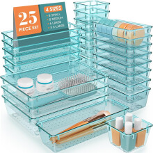 25-Piece Clear Drawer Organizer Set – 4 Sizes