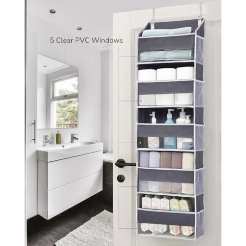 2-Pack Over the Door Organizer with 5 Pockets & Mesh Sides