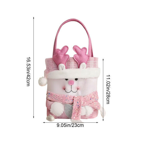 Julklappspåsar med snöre – Polyester, rosa, 42x23cm 2