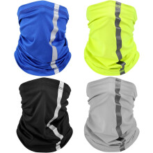 4 Pieces Reflective Neck Gaiter Neon Safety Bandana Wind Dust UV sun Protection Scarf Bandanas Mask for Men Women