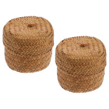 2-Piece Light Brown Seagrass Storage Basket Set