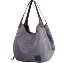 Damen-Canvas-Hobo-Handtasche mit mehreren Fächern, Schultertasche, Tragetasche