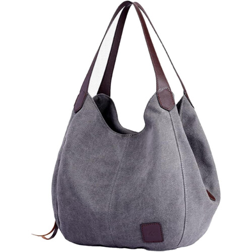 Dam Canvas Hobo Purse Multi Pocket Handväskor Axelväskor Totes Väskor
