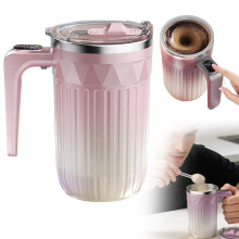 Automatyczny mieszadło do kawy, 450 ml, akumulatorowy, samomieszający kubek z odłączanym mieszadłem – kompatybilny z mlekiem, kakao i napojami