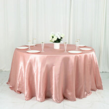 BalsaCircle Dusty Rose Satin Round Tablecloth 132 in