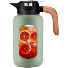 Pichet en verre de 2,5 L (84 oz) avec couvercle et poignée – Convient pour l'eau chaude/froide, le thé glacé, le café et les jus de fruits.