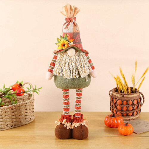 Fall Harvest Gnome Plush Decor – Telescoping Standing Doll
