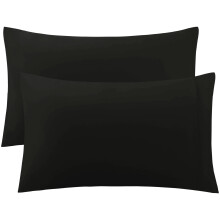 2 Kissenbezüge aus ägyptischer Baumwolle, Kingsize-Größe, 51 x 91 cm, Schwarz
