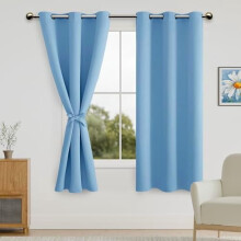 Light Blue Blackout Curtains 42x63 in, Grommet Top, Set of 2