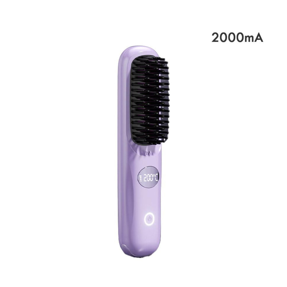 Purple Sukvpsi Go Brush Pro 2026 Upgraded Portable Hair Straightener Brush, 2000Mah, Lcd Temp Display, Fast Heating, Cordless Mini (Purple)