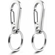 2-Pack Dog Tag Clips, 304 Stainless Steel Quick-Release ID Tag Holders with Rings for Small Pets' Collars & Harnesses (2 Small Silver)