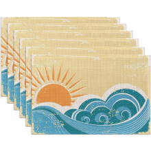 Linen Placemats Set of 6 12x18 Inch Heat Resistant