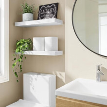 Mensole galleggianti in legno bianco, 40 cm, set da 2