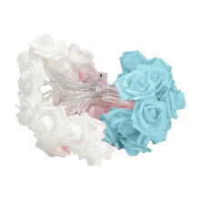 Guirlande lumineuse LED en forme de rose (lot de 2), 6 m/40 LED, blanche et bleue, alimentation USB, idéale pour la décoration de la maison, de la