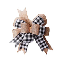 Black White Burlap Buffalo Plaid Bow Christmas Tree Topper Ornament Gift Bow Front Door Wreath Bow for Holiday Wedding Christmas Party Decorations