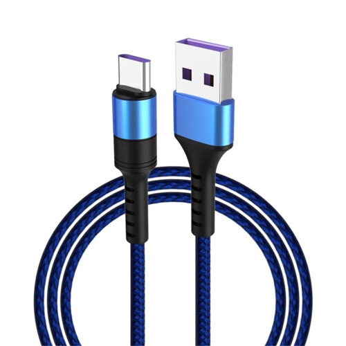 Cabo de carregamento rápido USB Type-C trançado de 1 m (azul)