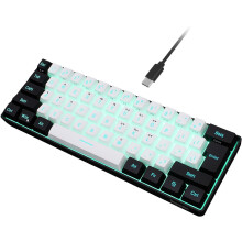 60% bedraad gamingtoetsenbord, 61 toetsen met RGB-achtergrondverlichting, ultracompact voor pc/Mac, reisvriendelijk (zwart-wit)