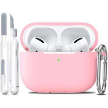 Růžový měkký silikonový kryt pro AirPods Pro 2./1. generace s čisticí sadou a klíčenkou – kompatibilní s AirPods Pro