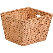 Water Hyacinth Storage Basket with Handle, 15"x15"x12", Natural Wicker – Ideal for Pantry, Blankets & Home Organization