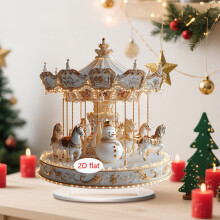 Santa Snowman Ornament 2D Flat Gold Decoration
