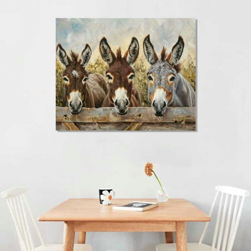 Εκτύπωση τοίχου σε καμβά με ζώα φάρμας – Donkey Design 1