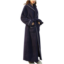 Langer, warmer Fleece-Bademantel für Damen – Plüschiger Flanell-Winterhausmantel – Weicher, kuscheliger Nachthemd-Bademantel für Damen