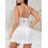 Σέξι φόρεμα Babydoll με ανοιχτό μπροστινό μέρος, βολάν, διάφανο πλέγμα, δαντέλα, χωρίς 2