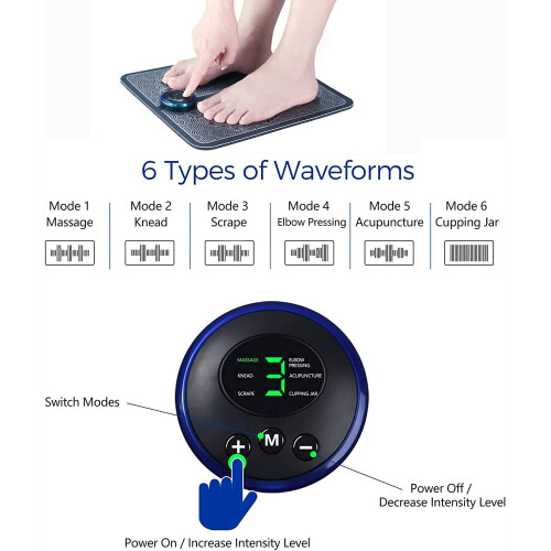 EMS Foot Massager Mat – 6 Modes, Portable, Rechargeable 1