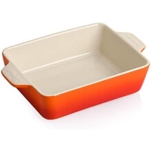 Molde de cerámica para hornear, rectangular pequeño con asas dobles, 591 ml (20 oz), ideal para hornear brownies o para la cocina. Medidas: 16,5 x