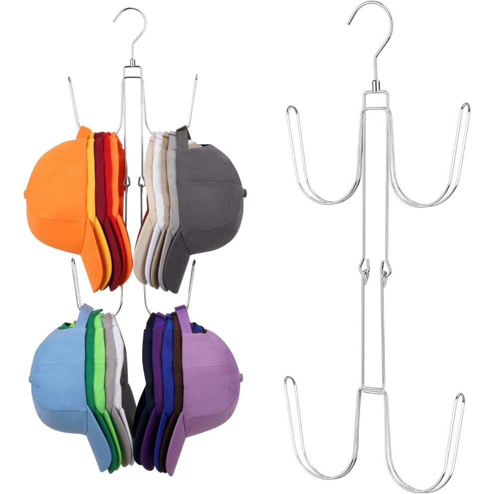 Rotatable Metal Hat Hanger For Closet Â Holds Up To 40 Caps, Space-Saving Silver Cap Organizer, Compatible With Baseball Caps 9193271732860
