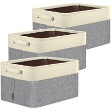 Lot de 3 bacs de rangement en tissu gris 15 x 11 x 9,5 pouces