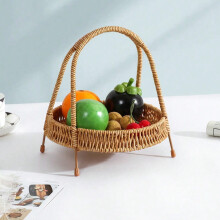 Rustic Hand-Woven Storage Basket with Iron Frame