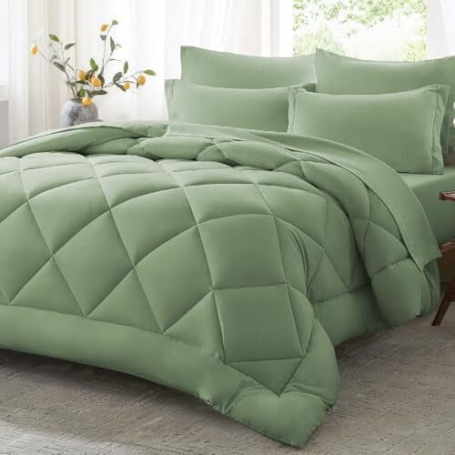 Σετ διπλού παπλώματος Sage Green με ελαφρύ, εναλλακτικό πουπουλένιο ύφασμα