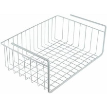 Coș sub raft din sârmă albă, 43 cm