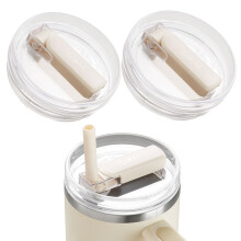 2 Rotatable Straw Jar Lids, Leak-Proof & Reusable