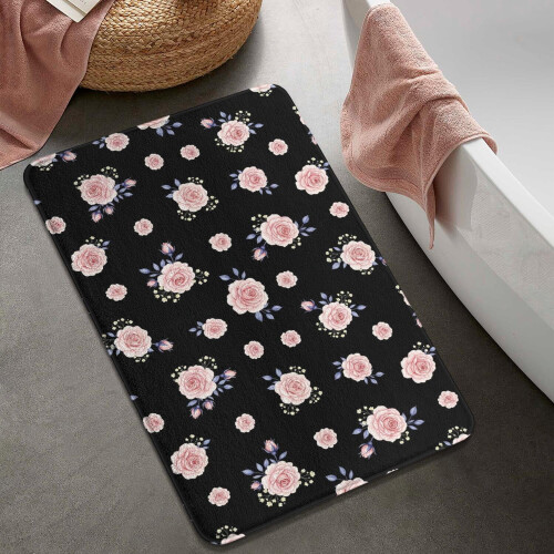 Χαλί μπάνιου Pioneer Flower Floral, αντιολισθητικό χαλάκι μικροϊνών με επένδυση από 1