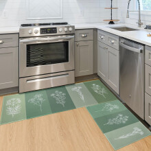 Floral Sage Green Kitchen Mats Set of 2 (17x30 & 17x47 in), Farmhouse Floral Rugs for Floor
