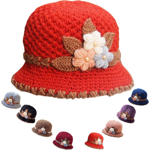 Women's Floral Crochet Bucket Hat, 2-Pack