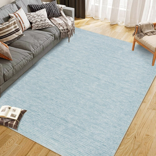 Modern Stripe Area Rug 5' x 7' Blue Ultra-Thin Low Pile