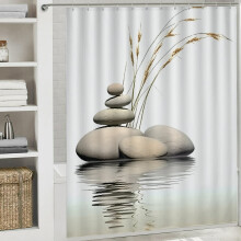 Loomarte Spa Zen Stone Shower Curtain with Hooks