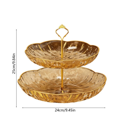 Διώροφη βάση για φρούτα – Χρυσό πλαστικό, 24cm 2